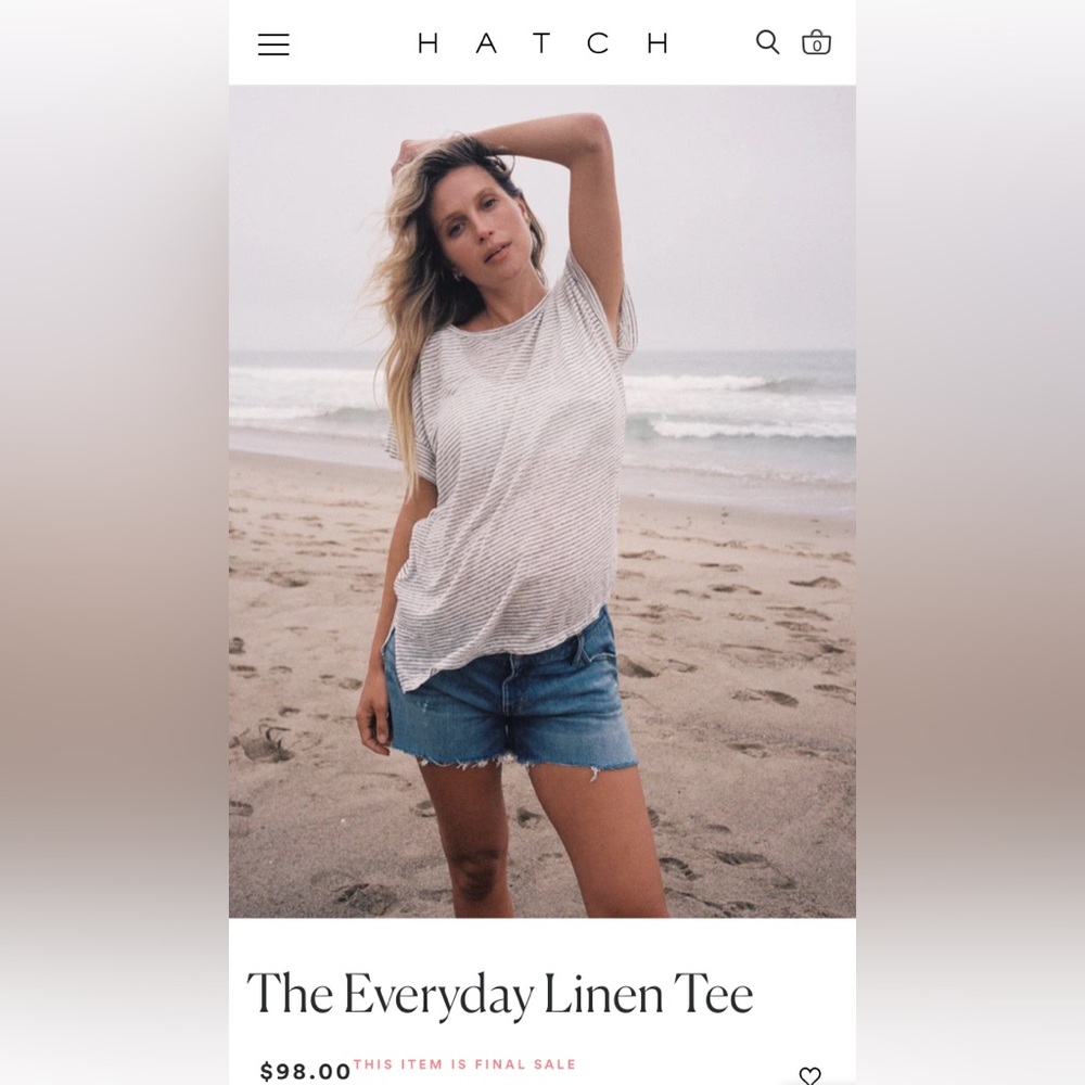 Hatch Collection Everyday Linen Tee Sz 3 (Large) NWT